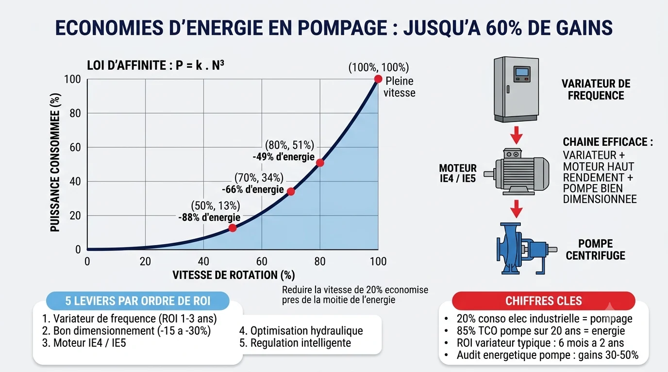 Économies d'énergie sur installations de pompage : guide ROI