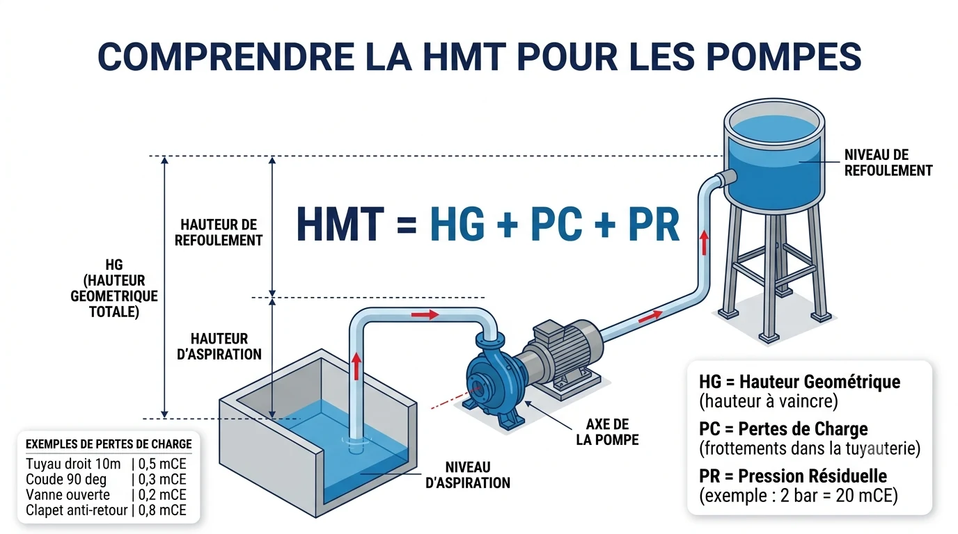 HMT (Hauteur Manométrique Totale) : tout comprendre pour dimensionner sa pompe